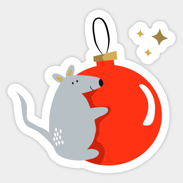 Funny mouse on the christmas balloon Sticker by monika27